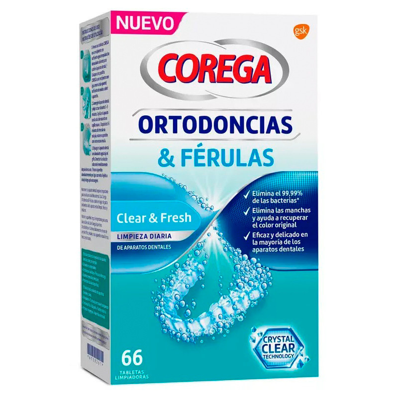 Imagen de Corega Ortodoncias y Férulas tabletas limpiadoras para férulas 66tabs